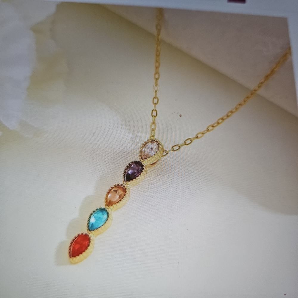 Elegant Multicolor Gemstone Necklace - Picture 5 of 7